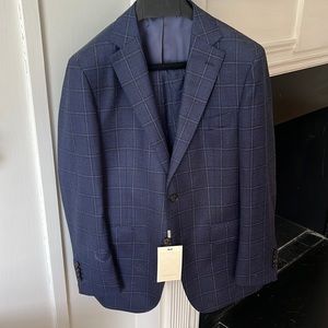 NWT SuitSupply Navy Check Sienna Single Breasted Suit 40S